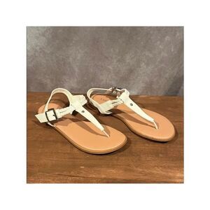 Luoika Wide Width White Braided Thong Buckle Sandal size 10